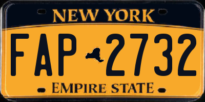 NY license plate FAP2732