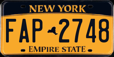 NY license plate FAP2748