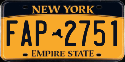 NY license plate FAP2751