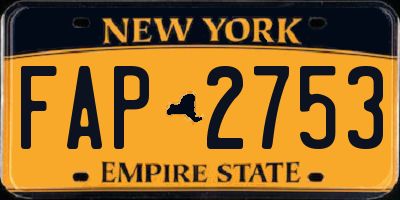NY license plate FAP2753