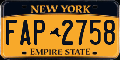 NY license plate FAP2758