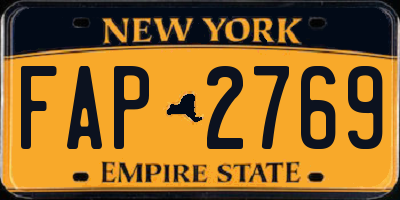 NY license plate FAP2769