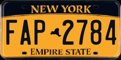 NY license plate FAP2784