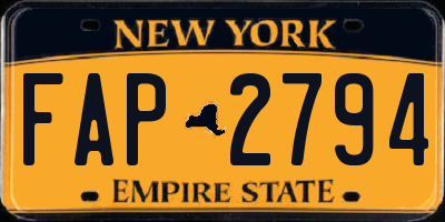 NY license plate FAP2794