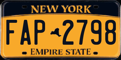 NY license plate FAP2798