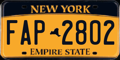 NY license plate FAP2802