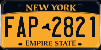 NY license plate FAP2821