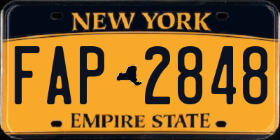 NY license plate FAP2848