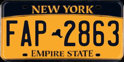 NY license plate FAP2863