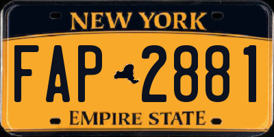 NY license plate FAP2881