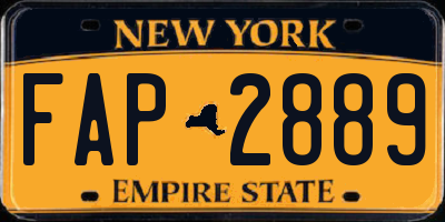 NY license plate FAP2889