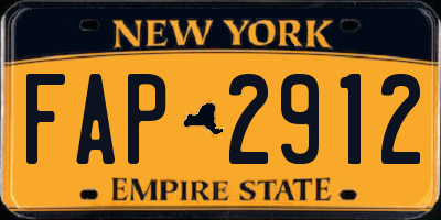 NY license plate FAP2912