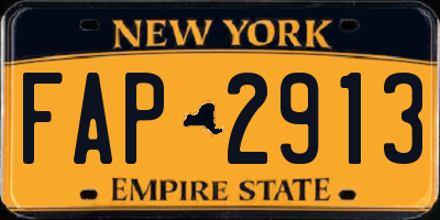 NY license plate FAP2913