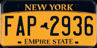 NY license plate FAP2936