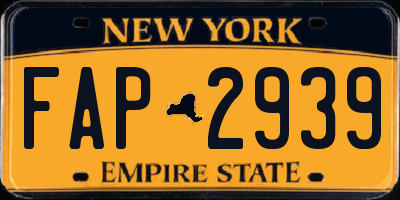 NY license plate FAP2939
