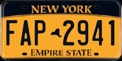 NY license plate FAP2941