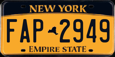 NY license plate FAP2949