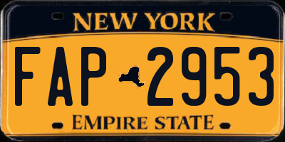 NY license plate FAP2953