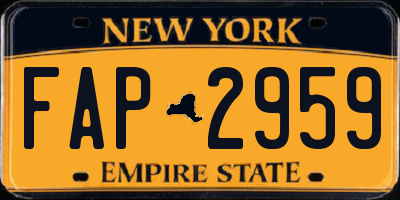 NY license plate FAP2959