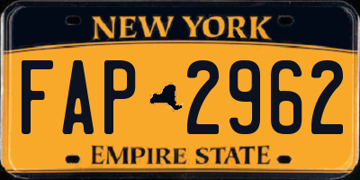 NY license plate FAP2962