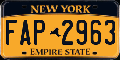 NY license plate FAP2963