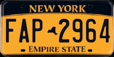NY license plate FAP2964