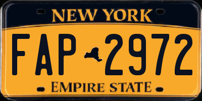 NY license plate FAP2972