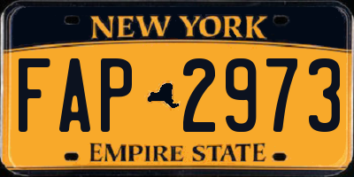 NY license plate FAP2973