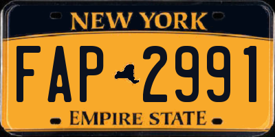 NY license plate FAP2991