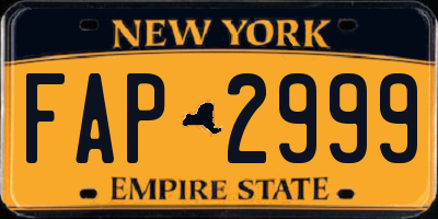 NY license plate FAP2999