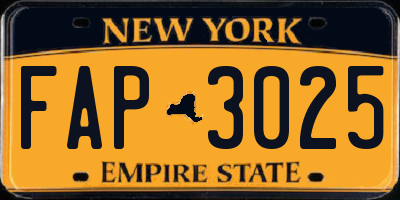 NY license plate FAP3025