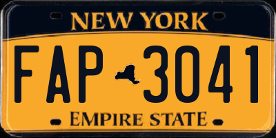 NY license plate FAP3041