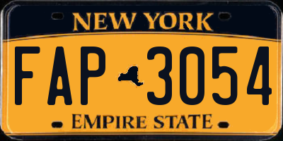 NY license plate FAP3054
