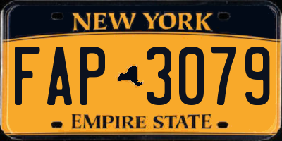 NY license plate FAP3079