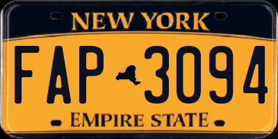 NY license plate FAP3094
