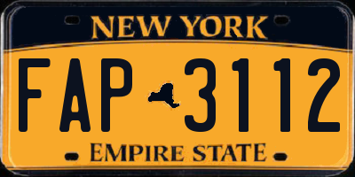 NY license plate FAP3112