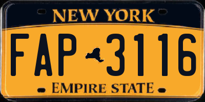 NY license plate FAP3116