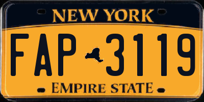 NY license plate FAP3119