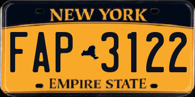 NY license plate FAP3122