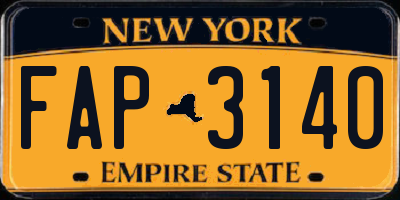 NY license plate FAP3140