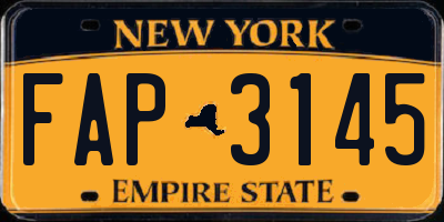 NY license plate FAP3145