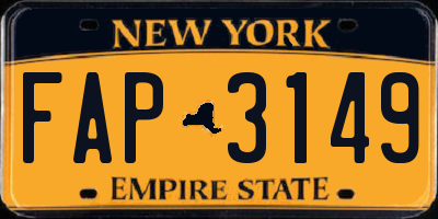 NY license plate FAP3149