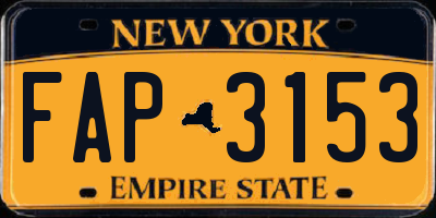 NY license plate FAP3153