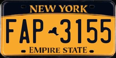 NY license plate FAP3155