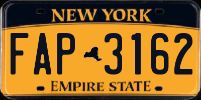 NY license plate FAP3162