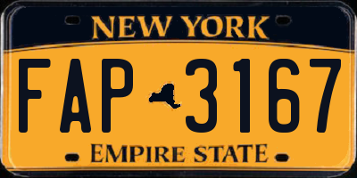 NY license plate FAP3167
