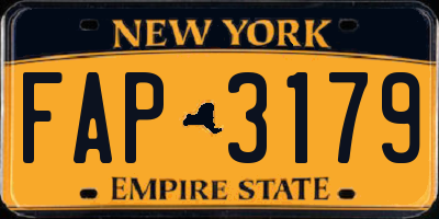 NY license plate FAP3179