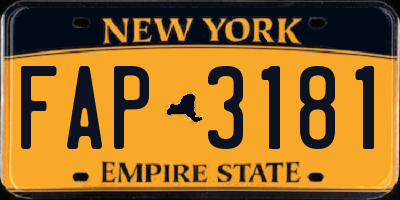 NY license plate FAP3181