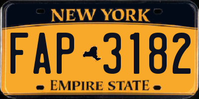 NY license plate FAP3182