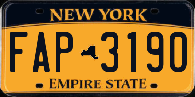 NY license plate FAP3190